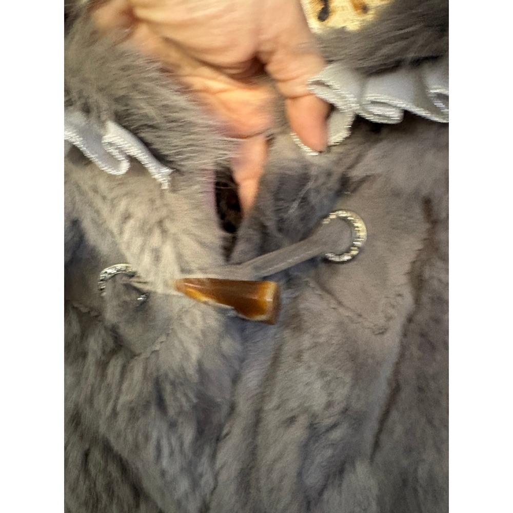 Patrizia Luca Milano Grey Rabbit and Fox Fur Vest Leopard Lining Small - Picture 5 of 8